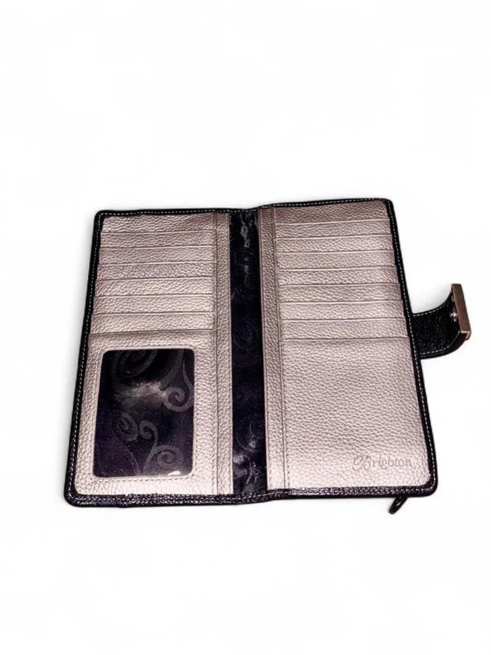 BRIGHTON Large Pocket Black Leather Wallet